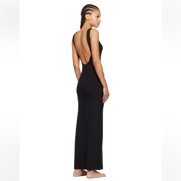 SKIMS Black Soft Lounge Lace Scoop Neck Maxi Dress - Picture 12 of 12